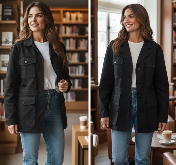 Lauren Ralph Lauren Jackets & Blazers - VTG LAUREN RALPH LAUREN Size 6 Military Safari Utility Jacket Cargo Coat Black